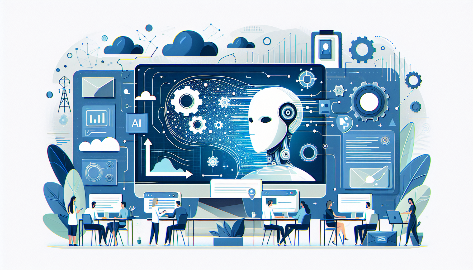 Breaking Down AI-Powered Content Creation:  Digital Marketin - AI Generated Illustration